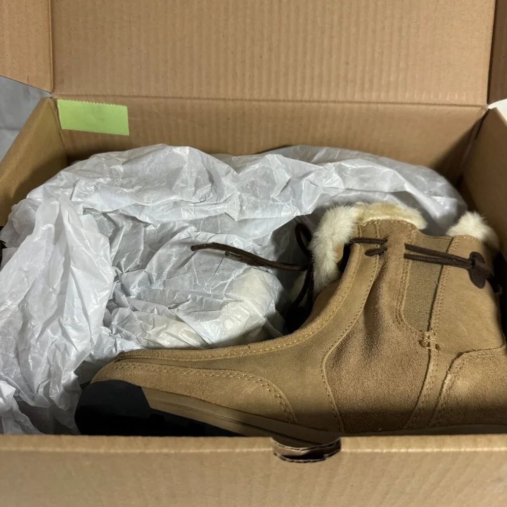 Lands' End Girls Powder Belle Bootie US 5 Medium Thermolite Insole Dark Fawn - Picture 9 of 10